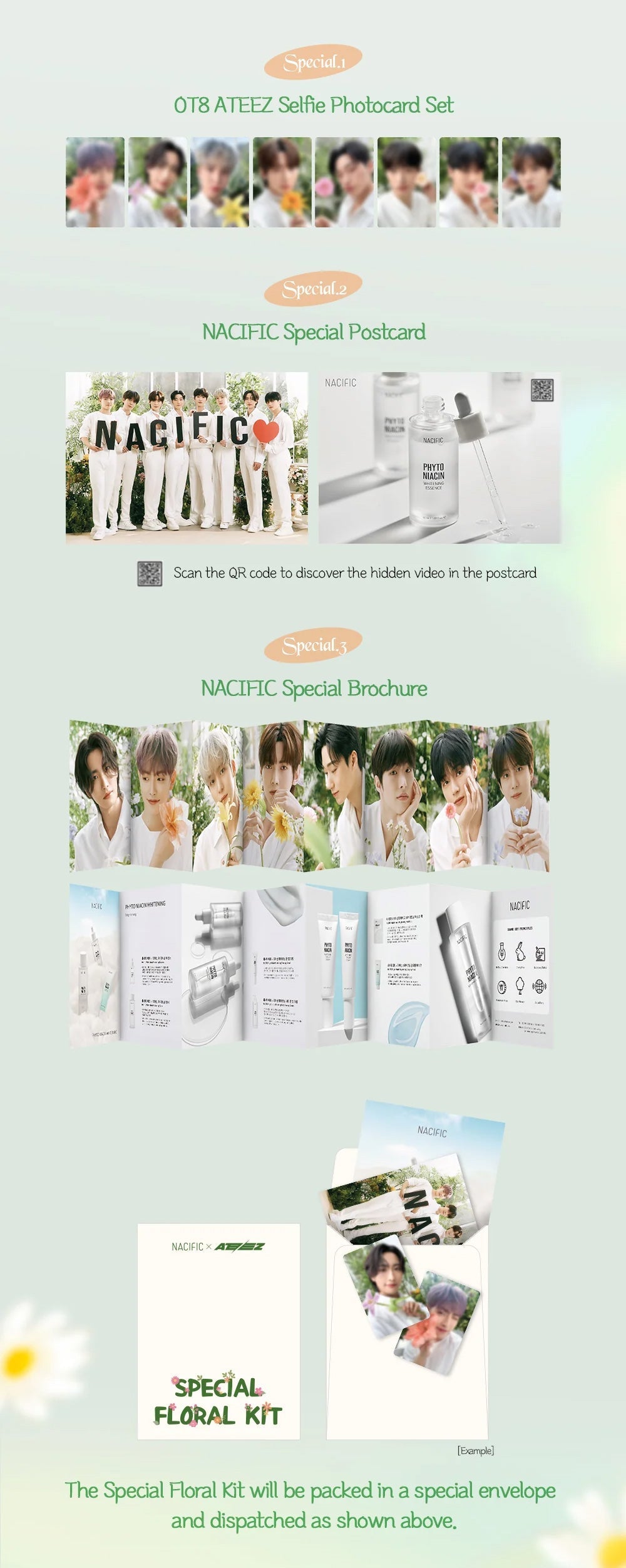 ATEEZ X NACIFIC FLOWERING DAY PHOTOCARD R1 OT8 SET