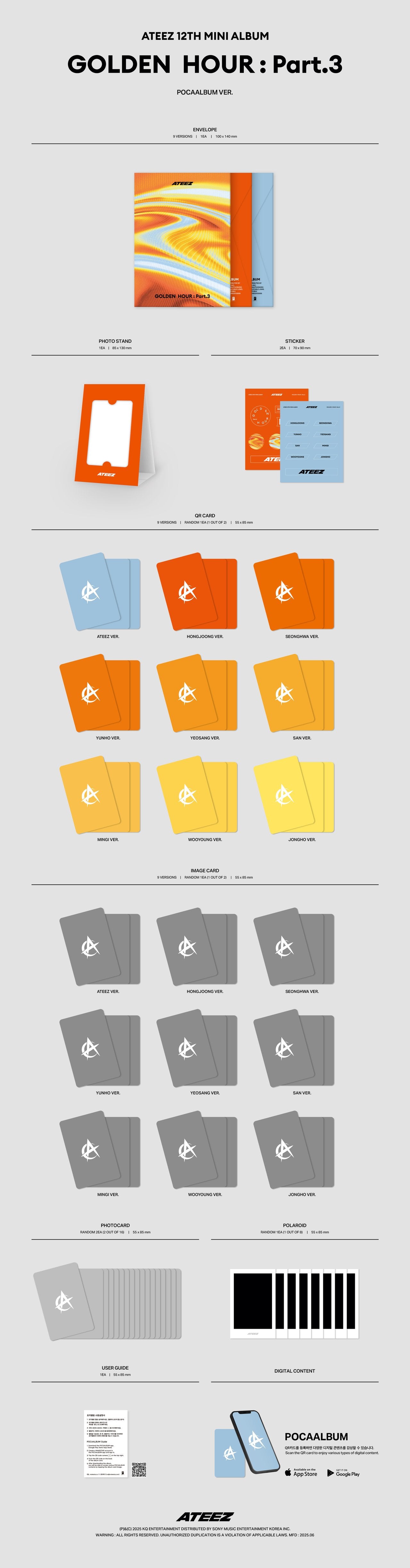 [PRE-ORDER] [POB Selectable] ATEEZ - 12th Mini Album GOLDEN HOUR : Part.3 (POCAALBUM)