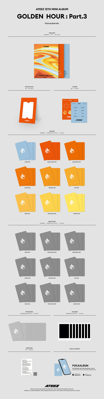 [PRE-ORDER] [POB Selectable] ATEEZ - 12th Mini Album GOLDEN HOUR : Part.3 (POCAALBUM)