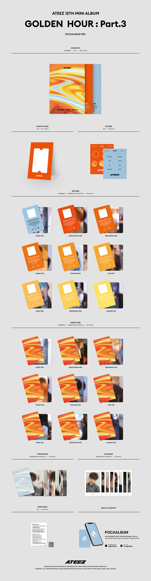 ATEEZ - 12th Mini Album GOLDEN HOUR : Part.3 (POCAALBUM) (Random Ver.)